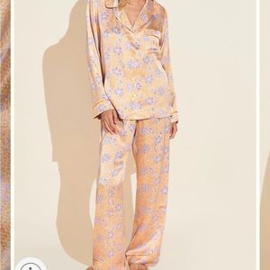 eberjey Inez Washable Silk Printed Long PJ Set